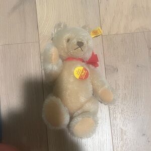 Charming Beige Teddy Bear with Red Bow